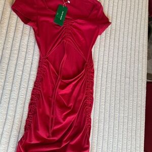 SHEIN Red Ruched Bodycon Mini Dress